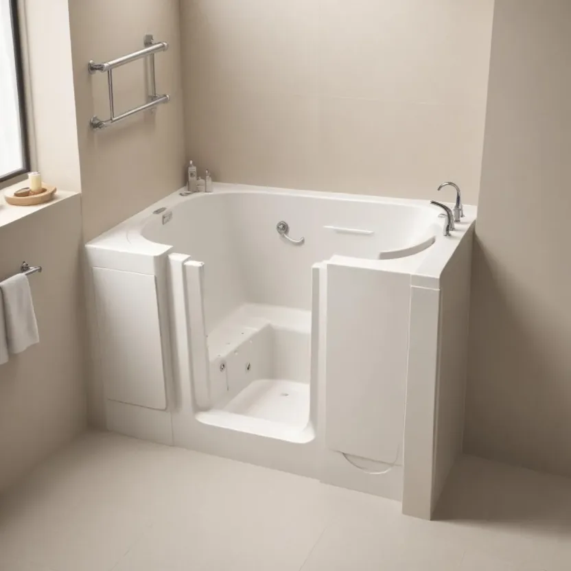 A walk-in bath with a built-in door